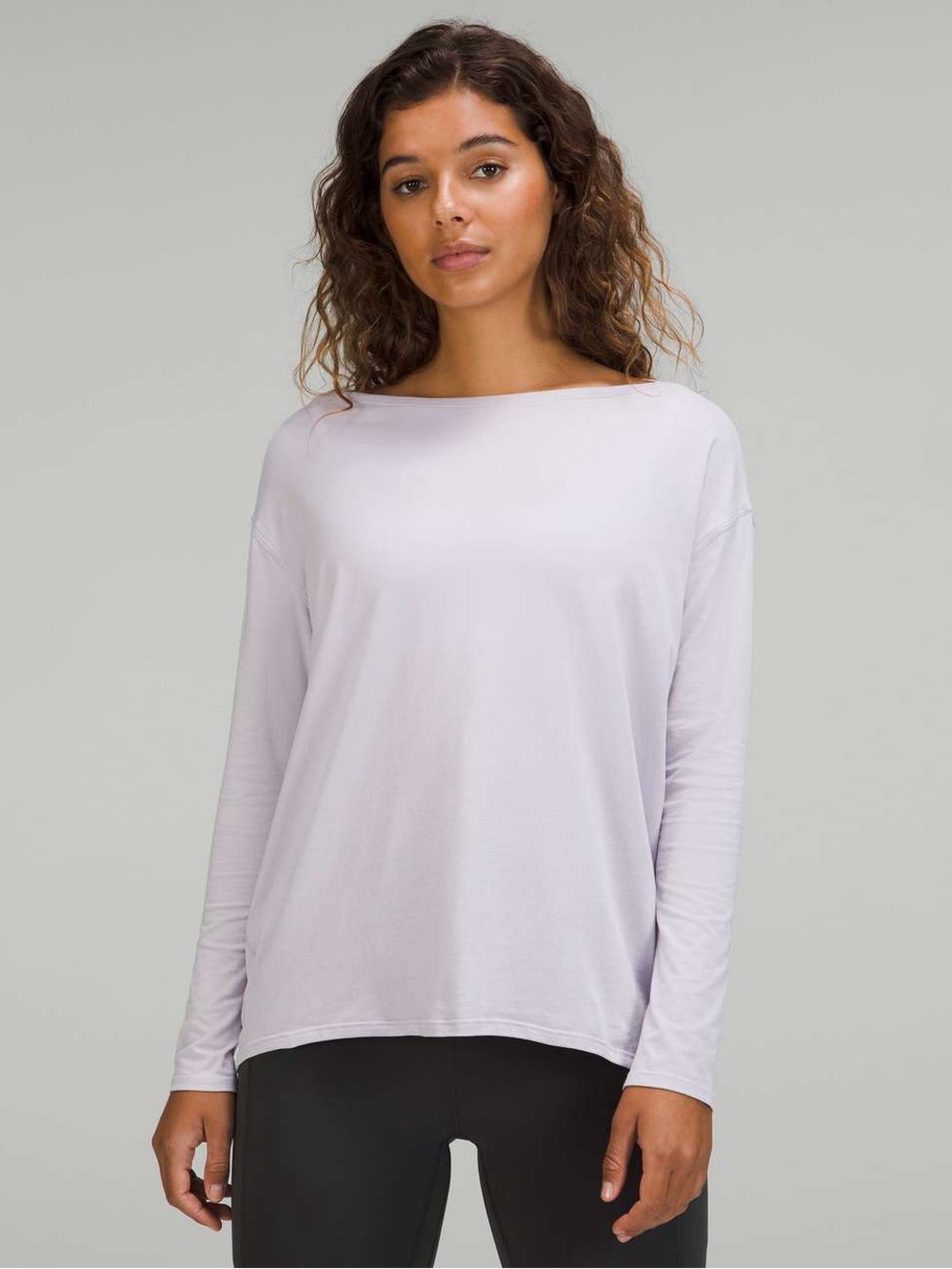 Lululemon Back In Action Long Sleeve Lavender Dew Relaxed Fit Size 12